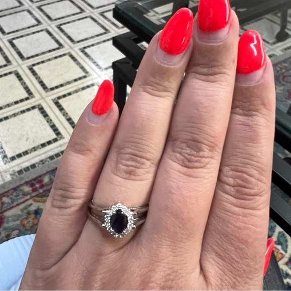 14k White Gold Diamond Sapphire Ruby Ring - Picture 3 of 12